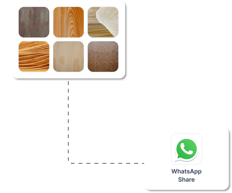 Laminate samples and WhatsApp sharing cards